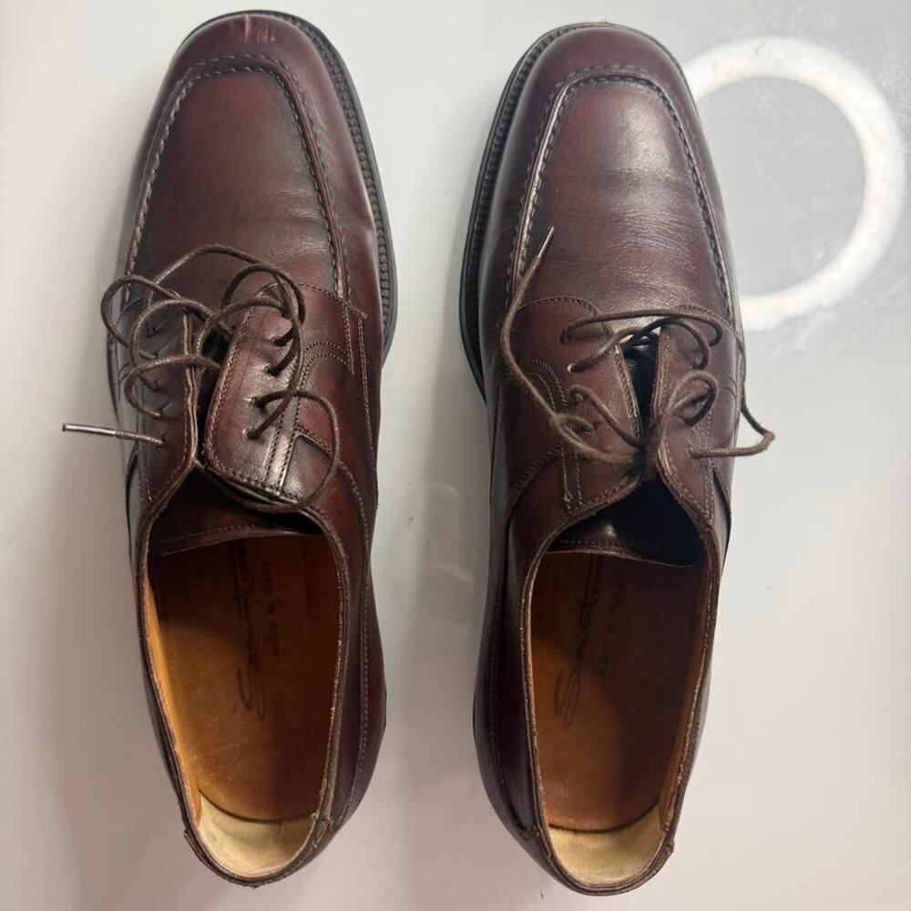 Santoni brown leather oxfords size 9 classic luxury classy work office shoe